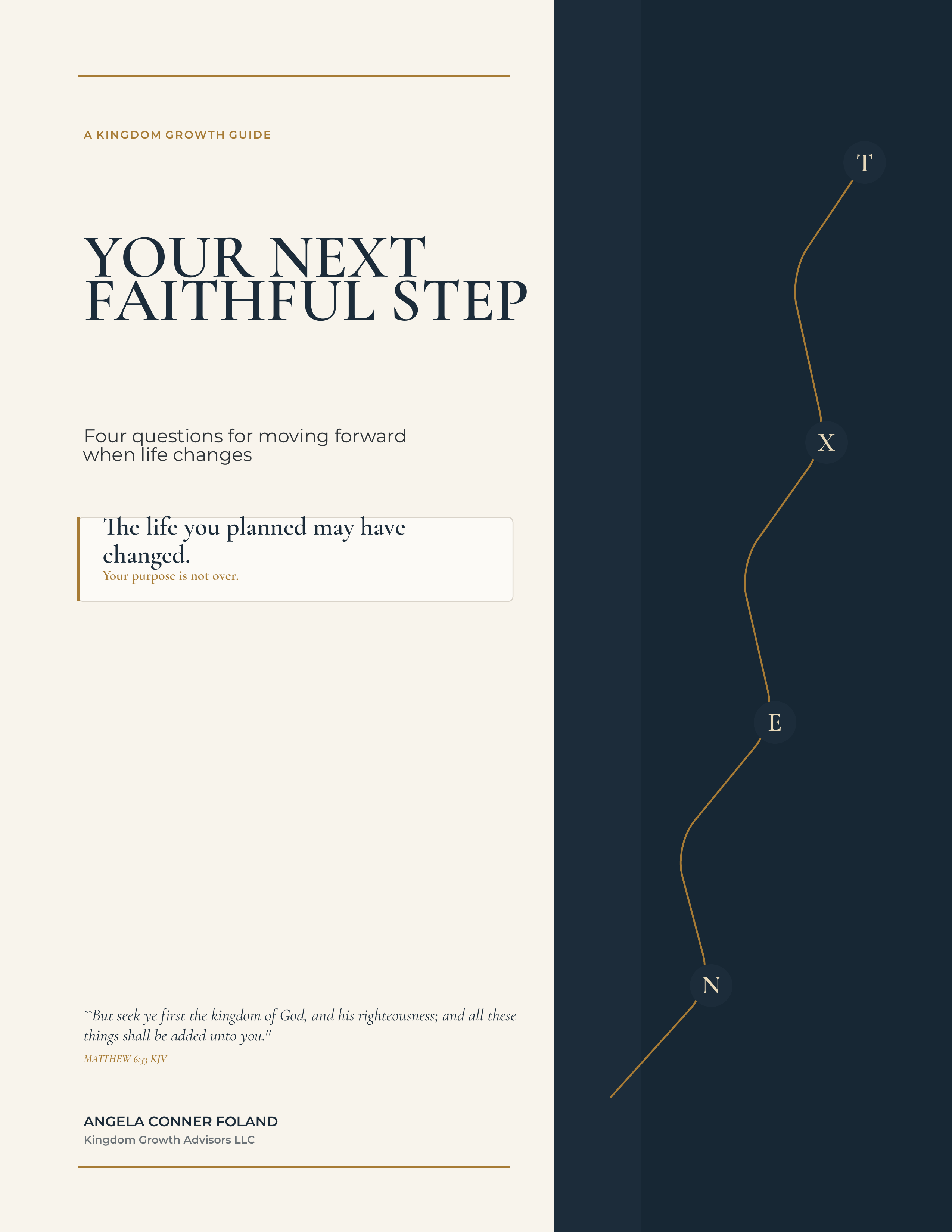 Cover of Your NEXT Faithful Step by Angela Conner Foland, a cream and navy Kingdom Growth guide featuring the NEXT pathway.